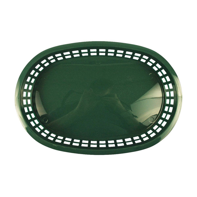Tablecraft 1076FG 10" Oval Forest Green Plastic Basket