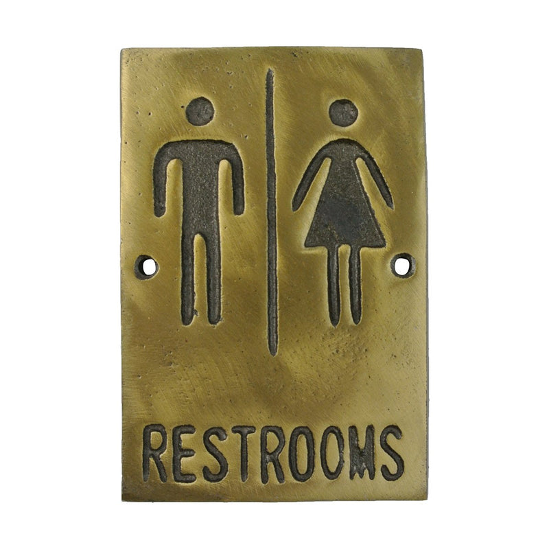Tablecraft 465633 4" x 6" Antique Bronze Restroom Sign