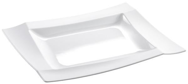 Tablecraft M1814 18"X14.5" White Rimmed Rectangular Tray