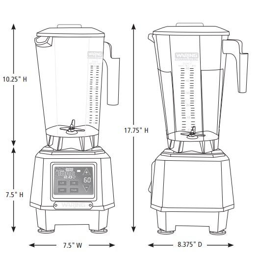 Waring TBB160 Torq 2.0 2 HP Blender with Electronic Touchpad Controls, 60-Second Countdown Timer