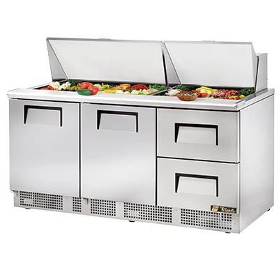 True TFP-72-30M-D-2 Sandwich/Salad Unit (2) Solid Hinged Doors (2) Drawers (30) 1/6 Size Pans