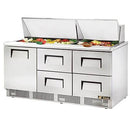 True TFP-72-30M-D-4 Sandwich/Salad Unit (1) Solid Hinged Door (4) Drawers (30) 1/6 Size Pans