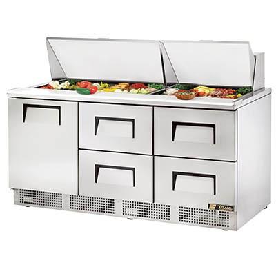 True TFP-72-30M-D-4 Sandwich/Salad Unit (1) Solid Hinged Door (4) Drawers (30) 1/6 Size Pans