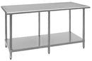 Stainless Steel Kitchen Work/Prep Tables w/Galvanized Under Shelf, Bull-Nose