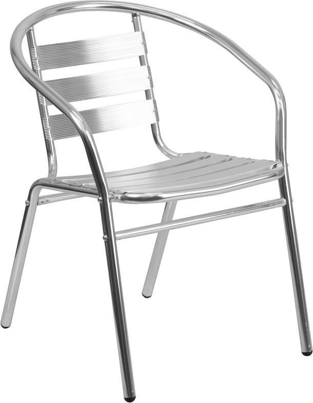 Flash Furniture TLH-017B-GG Aluminum Commercial Indoor-Outdoor Restaurant Stack Chair with Triple Slat Back