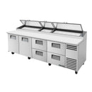 True TPP-AT-119D-4-HC Pizza Prep 33 - 41°F Pan Rail (2) Full Doors (4) Drawers (15) 1/3 Size Pans