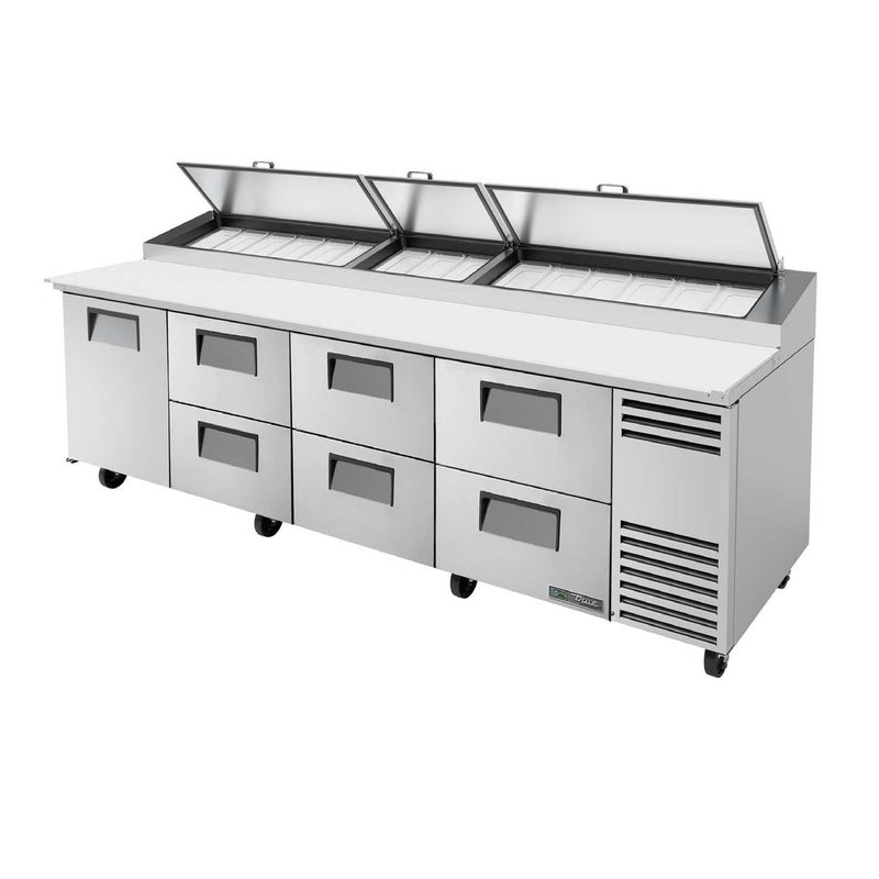 True TPP-AT-119D-6-HC Pizza Prep 33 - 41°F Pan Rail (1) Door (6) Drawers (15) 1/3 Size Pans
