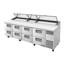 True TPP-AT-119D-8-HC Pizza Prep 33 - 41°F Pan Rail (8) Drawers (15) 1/3 Size Pans