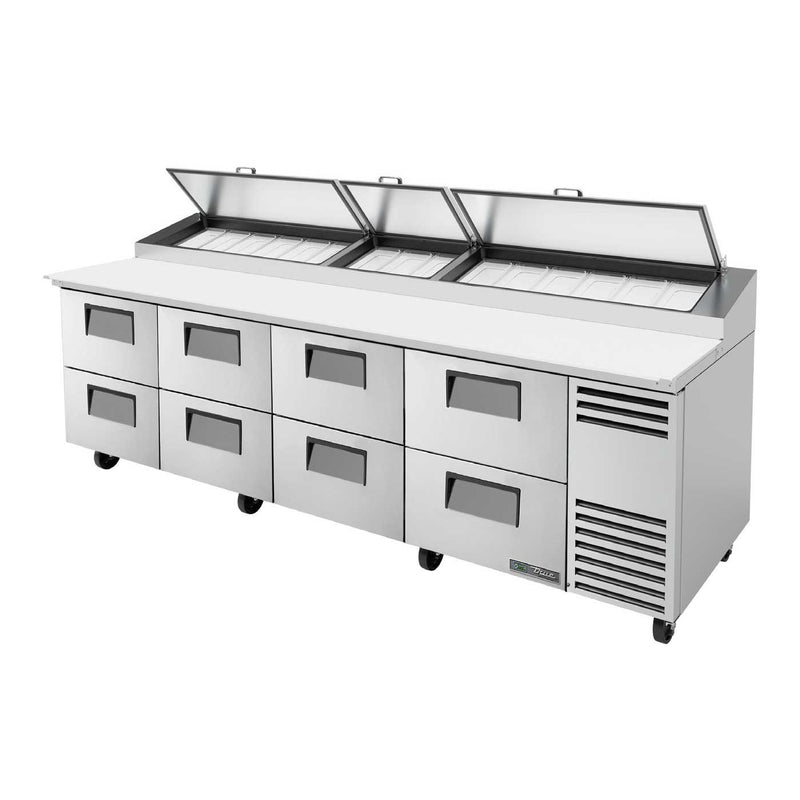 True TPP-AT-119D-8-HC Pizza Prep 33 - 41°F Pan Rail (8) Drawers (15) 1/3 Size Pans