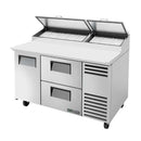 True TPP-AT-60D-2-HC Pizza Prep 33 - 41°F Pan Rail (1) Full Doors (2) Drawers (8) 1/3 Size Pans
