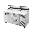 True TPP-AT-67D-2-HC Pizza Prep 33 - 41°F Pan Rail (1) Full Door (2) Drawers (9) 1/3 Size Pans