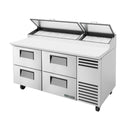True TPP-AT-67D-4-HC Pizza Prep 33 - 41°F Pan Rail (4) Drawers (9) 1/3 Size Pans