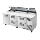 True TPP-AT-93D-4-HC Pizza Prep 33 - 41°F Pan Rail (1) Door (4) Drawers (12) 1/3 Size Pans