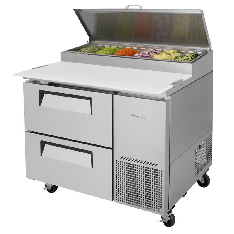 Turbo Air TPR-44SD-D2-N Super Deluxe Pizza Prep Table 14.0 Cu. Ft. (6) 1/3 Size Pans