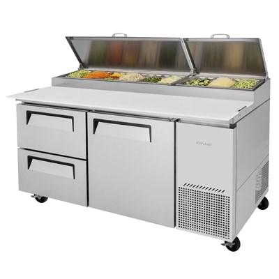 Turbo Air TPR-67SD-D2-N Super Deluxe Pizza Prep Table 20.0 Cu. Ft. (9) 1/3 Size Pans