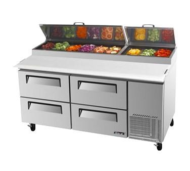 Turbo Air TPR-67SD-D4-N Super Deluxe Pizza Prep Table 20.0 Cu. Ft. (9) 1/3 Size Pans