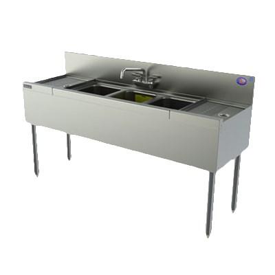 Perlick TS33C TS Series Underbar Sink Unit Three Compartment 36"W X 18-9/16"D 6"H Backsplash
