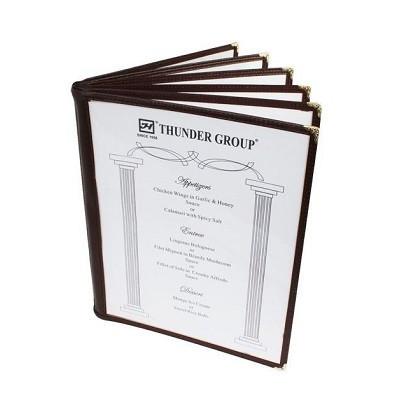 Thunder Group PLMENU-6BR 6 Page Book Fold Menu Cover, 8 1/2" X 11", Brown
