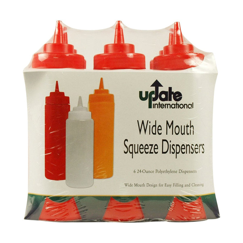 Update SBR-24W 24 Oz Wide Mouth Red Squeeze Bottle