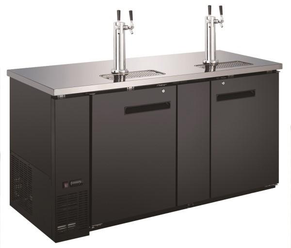 Adcraft USBD-6928/2 U-Star 69" Wide Beer Dispenser with Two Dual Tap Towers - (3) 1/2 Keg Capacity