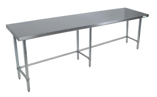 84"W x 24"D Stainless Steel Flat Top Open Base Work Table with Galvanized Legs