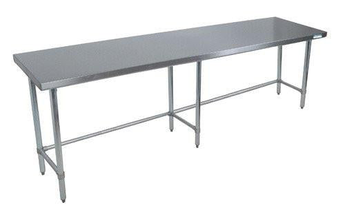 96" X 30" Stainless Steel Flat Top Open Base Work Table w/ Stainless Steel Legs
