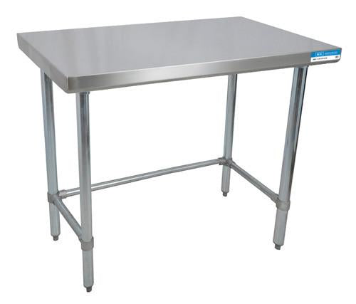 48"W x 24"D Stainless Steel Flat Top Open Base Work Table with Galvanized Legs