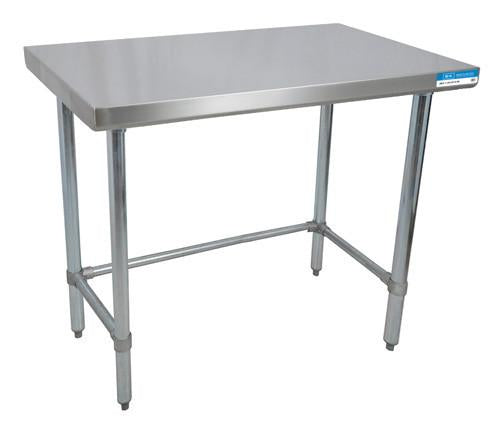 72"W x 30"D Stainless Steel Flat Top Open Base Work Table with Galvanized Legs