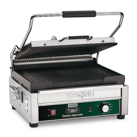 Waring WPG250TB Panini Supremo Electric 14-1/2" X 11" Cooking Surface Ribbed