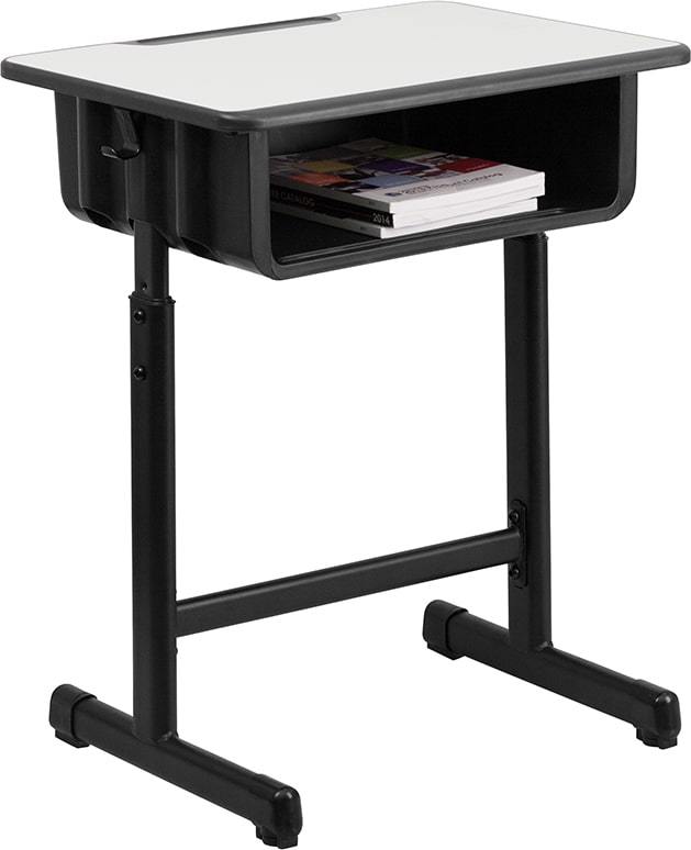 Student Desk with Grey Top and Adjustable Height Black by Flash Furniture