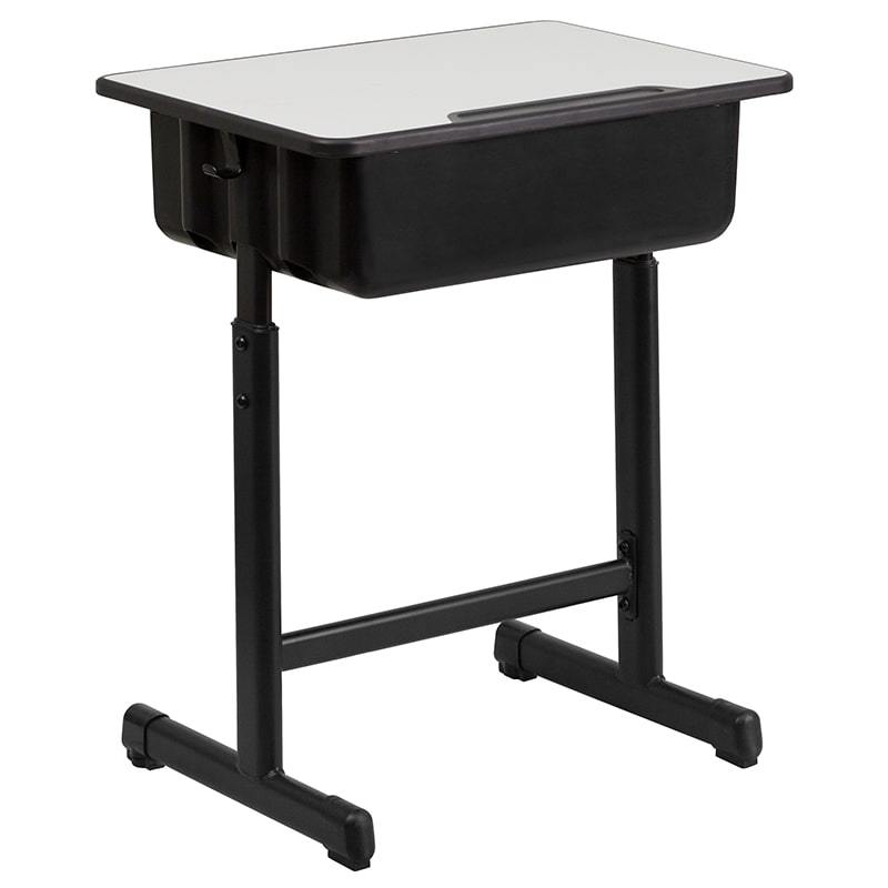 Student Desk with Grey Top and Adjustable Height Black by Flash Furniture