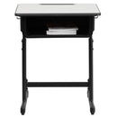 Student Desk with Grey Top and Adjustable Height Black by Flash Furniture