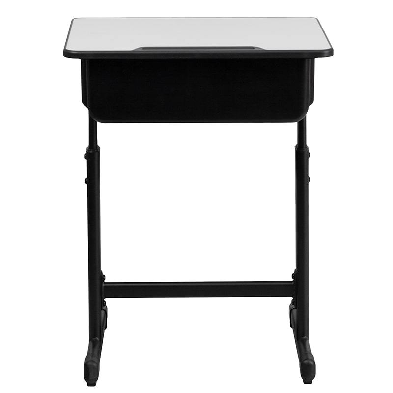 Student Desk with Grey Top and Adjustable Height Black by Flash Furniture