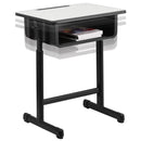 Student Desk with Grey Top and Adjustable Height Black by Flash Furniture