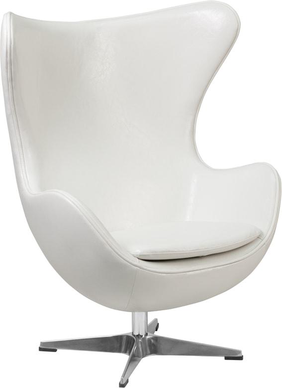 Melrose White/Brown Leather Egg Chair with Tilt-Lock Mechanism by Flash Furniture