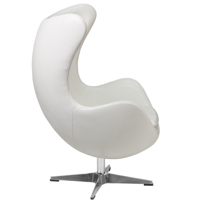 Melrose White/Brown Leather Egg Chair with Tilt-Lock Mechanism by Flash Furniture