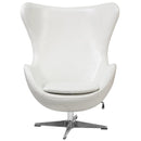 Melrose White/Brown Leather Egg Chair with Tilt-Lock Mechanism by Flash Furniture