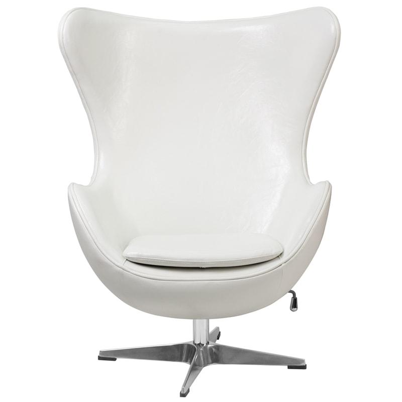Melrose White/Brown Leather Egg Chair with Tilt-Lock Mechanism by Flash Furniture