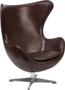 Melrose White/Brown Leather Egg Chair with Tilt-Lock Mechanism by Flash Furniture