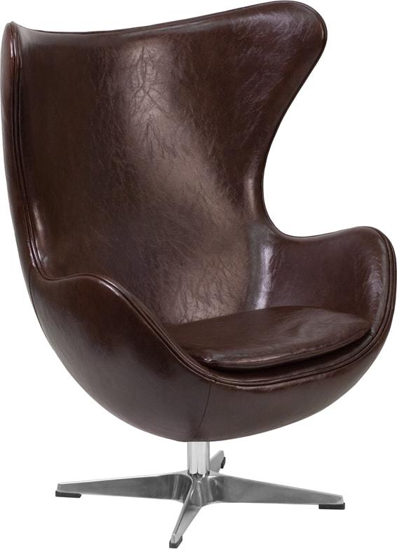 Melrose White/Brown Leather Egg Chair with Tilt-Lock Mechanism by Flash Furniture