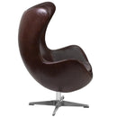 Melrose White/Brown Leather Egg Chair with Tilt-Lock Mechanism by Flash Furniture