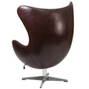 Melrose White/Brown Leather Egg Chair with Tilt-Lock Mechanism by Flash Furniture