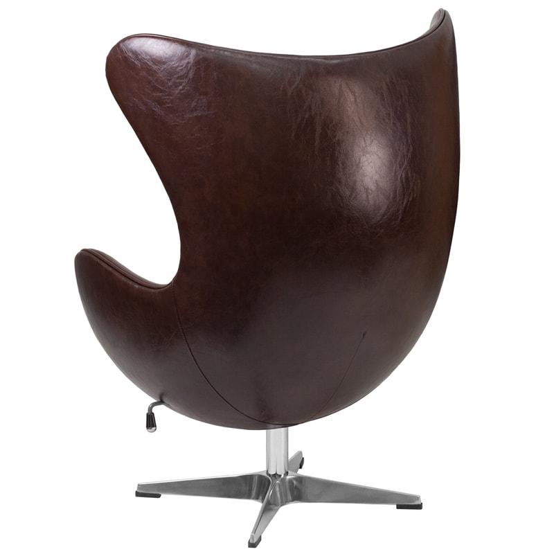 Melrose White/Brown Leather Egg Chair with Tilt-Lock Mechanism by Flash Furniture