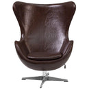 Melrose White/Brown Leather Egg Chair with Tilt-Lock Mechanism by Flash Furniture