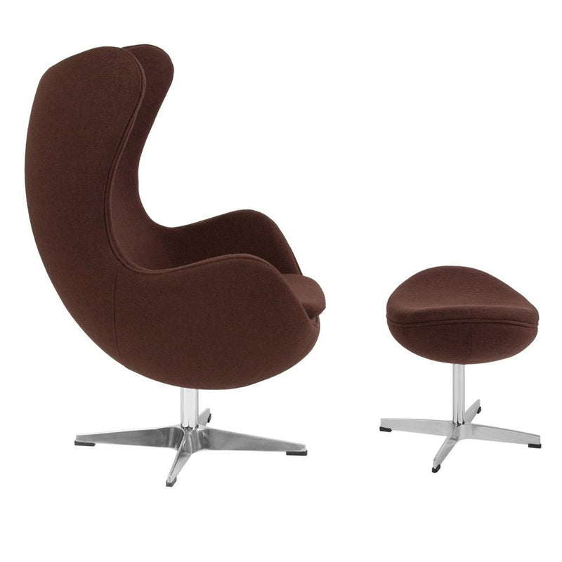 Flash Furniture Wool Fabric Egg Chair with Tilt-Lock Mechanism and Ottoman