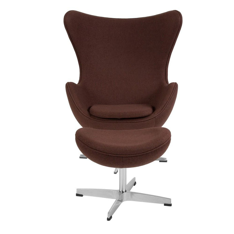 Flash Furniture Wool Fabric Egg Chair with Tilt-Lock Mechanism and Ottoman