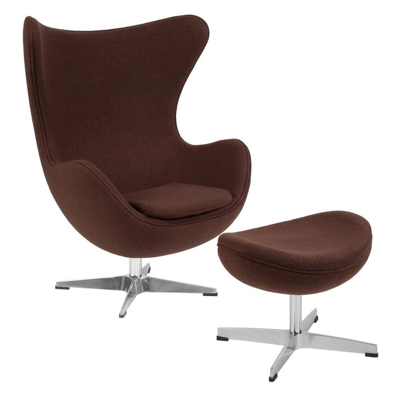Flash Furniture Wool Fabric Egg Chair with Tilt-Lock Mechanism and Ottoman