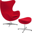 Flash Furniture Wool Fabric Egg Chair with Tilt-Lock Mechanism and Ottoman
