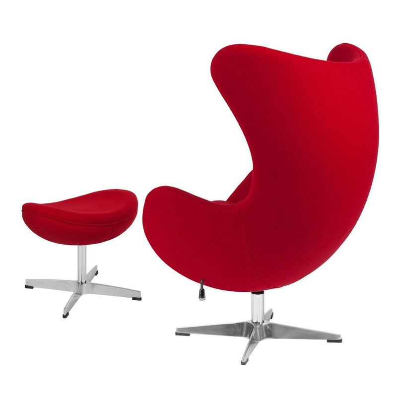 Flash Furniture Wool Fabric Egg Chair with Tilt-Lock Mechanism and Ottoman