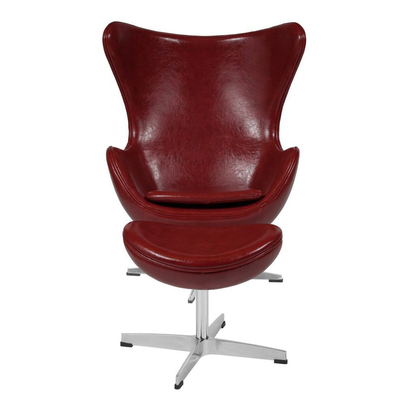 Flash Furniture Cordovan Leather Egg Chair with Tilt-Lock Mechanism and Ottoman